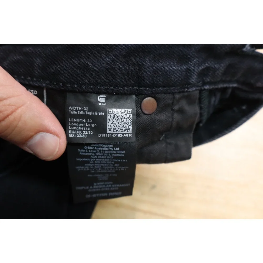 Mens G Star Denim Jeans Size 32X30 Triple A Italian Premium Black‎ Straight leg